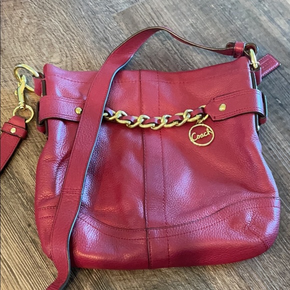 Coach Handbags - Coach Red Crossbody Bag with Gold Accents